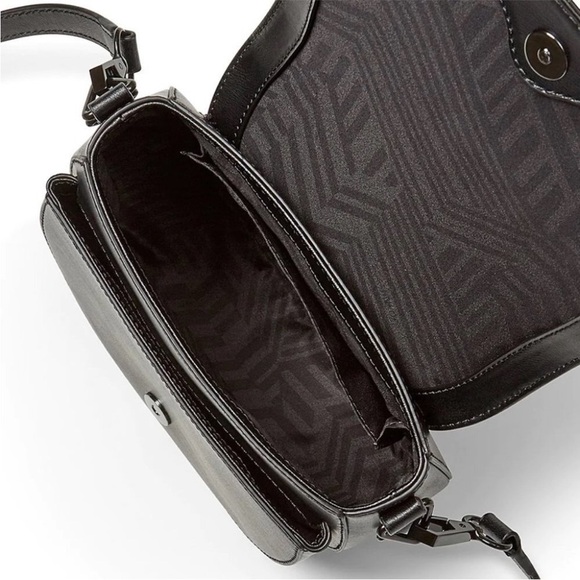 New ▶️ Rebecca Minkoff ◀️ Black Astor Saddle Bag Flap Open MSRP $295 - Picture 3 of 10